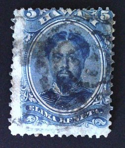 Scott Hawaii #52C - 5c Deep Indigo - King Kamehameha - Used  - 1890-91