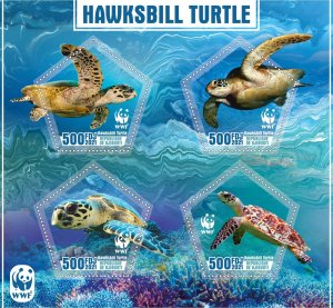 Stamps. Fauna.WWF. Turtles 2021 year 1+1 sheets perf  Djibouti