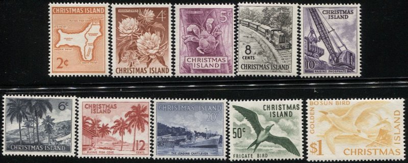 CHRISTMAS ISLAND  Sc 11-20 Mint LH VF,  Flora, Fauna, Trains