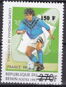 BENIN 2000 1290 150F €100 FOOTBALL WORLD CUP FRANCE 1998 OVERPRINT SURCHARGE MNH-