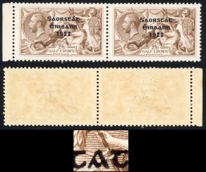 Ireland SG64/64b Free State 2/6 No Accent in Pair Fine M/M Cat 500 pounds