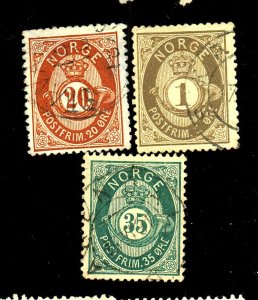 Norway #22,27,29 Used FVF Cat$54