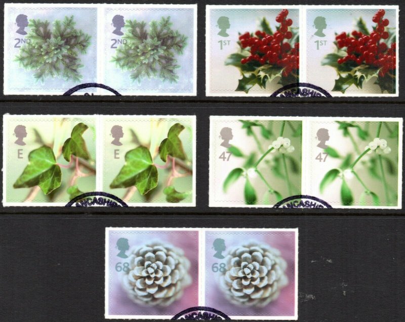 2002 Sg 2321/2325 Christmas Fine Used Set of 5 Pairs on Pieces