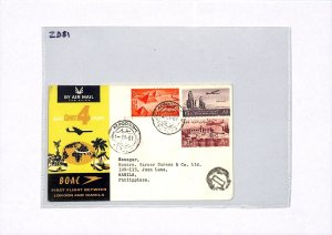 EGYPT UAR Air Mail FIRST FLIGHT BOAC COMET-4 PHILIPPINES Manila 1961 ZD81