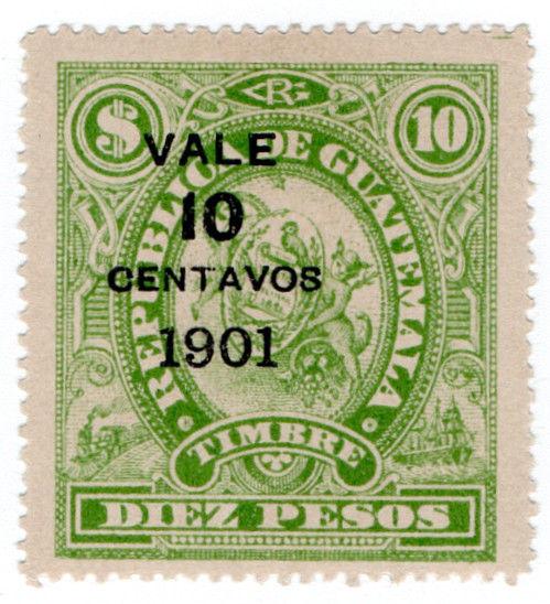 (I.B) Guatemala Revenue : Duty Stamp 10c on $10 OP