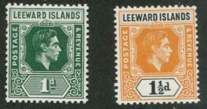 Leeward Islands SC# 121-2  KGV 1d, 1-1/2d  MH