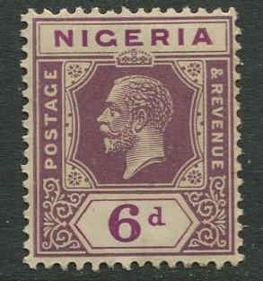 Nigeria -Scott 28 - KGV Definitive -1921 - MLH - Single 6p Stamp