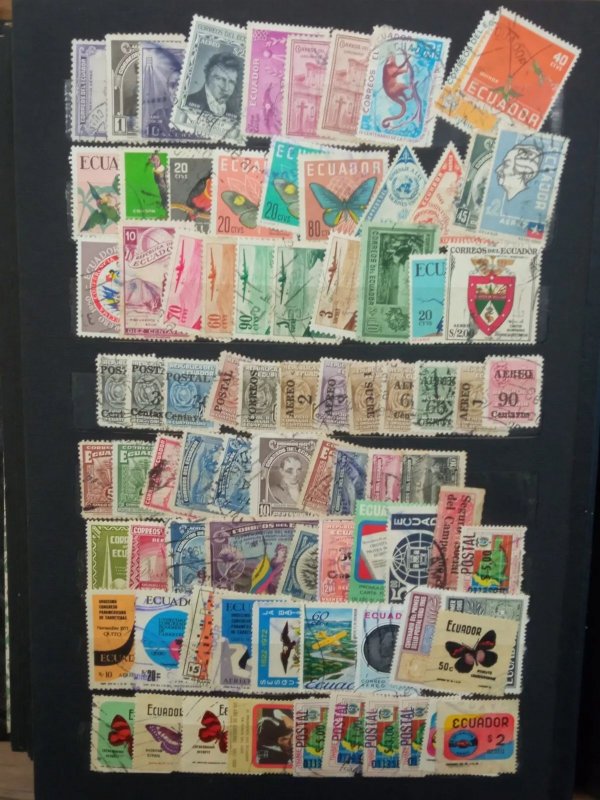 Extensive Collection of +3000 Latin American used Stamps in stockbook variety