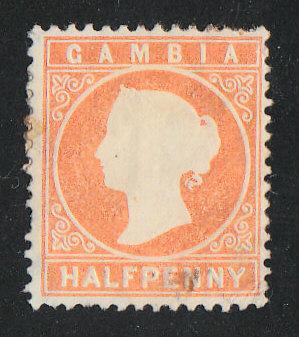 Gambia Queen Victoria 1/2P Orange (Scott #5) Used Note
