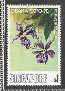 SINGAPORE #115 Used $1 Orchids SON Cancel Stamp 2019 CV = $6.00
