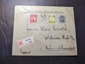 1919 Registered Sweden Cover Bredbyn to Berlin Wilhelmsdorf