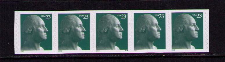 US Sc# 3617 MNH FVF Strip5 P# V22 Pres George Washington