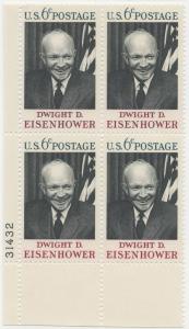 1383: Dwight D. Eisenhower - Plate Block - MNH - 31432-LL