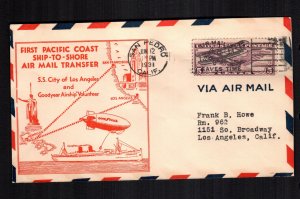 US first flight SS city of Los Angles Blimp cover cat $50.00