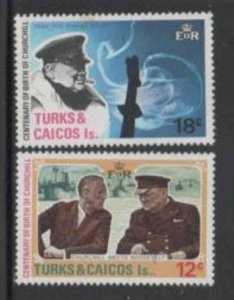 TURKS & CAICOS ISLANDS #297-298 1974 CHURCHILL MINT VF LH O.G bb 