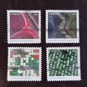 US Scott # 4710f+g+h+i: four used (45c) Earthscapes, 2012; XF centering; off ppr