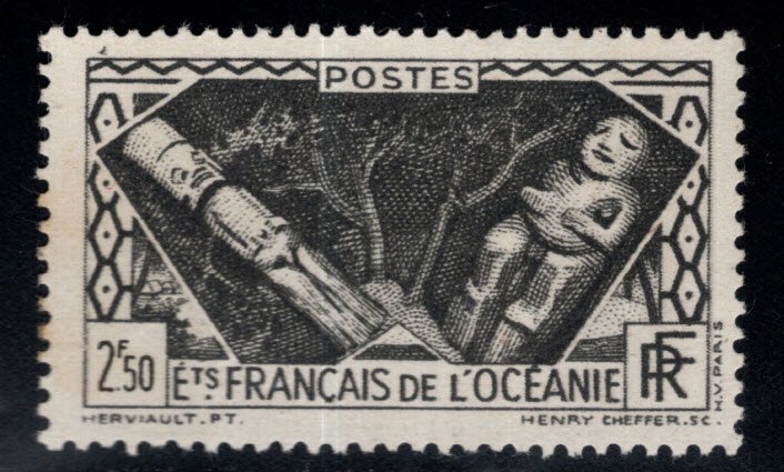 French Polynesia Scott 112 MH* stamp from the 1939-40 Long set