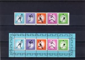 Ajman 1972 Football World Cup Germany '74 Strip of 5 Set + S/S MNH