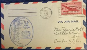 US First Flight Cover AM 77 Seattle WA to Bellingham WA 9/5/1947 #C32 L19