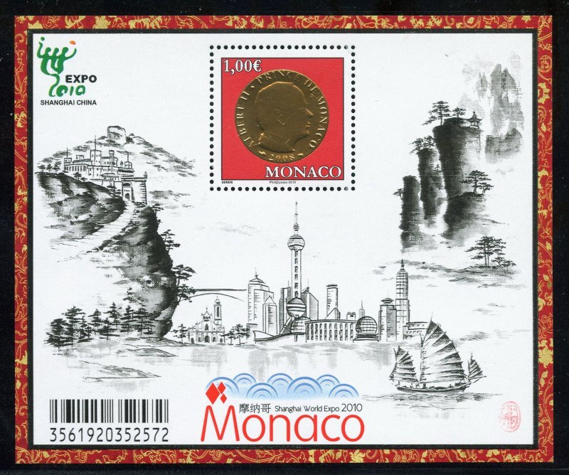 Monaco 2586 MNH, Coin Expo 2010- Shanghai  Souvenir Sheet - 2010.