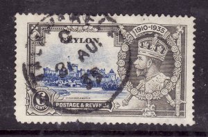 Ceylon-Sc#260-used dated KGV-6c Silver Jubilee-31 Au 1935-