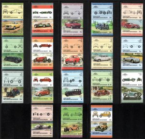 St. Vincent Union Island #142-63 ~ Short Set 18 of 22 Prs ~ Cars ~ MNH (1985-86)