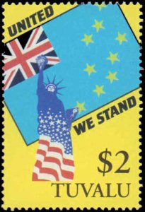 Tuvalu #874-875, Complete Set(2), 2002, Flags, Never Hinged