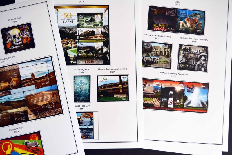 COLOR PRINTED MEXICO 2011-2014 STAMP ALBUM PAGES (36 illustrated pages)