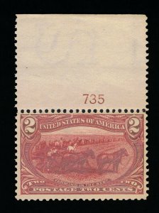 AFFORDABLE GENUINE SCOTT #286 F-VF MINT OG NH 1898 2¢ TRANS-MISS EXPO PLATE #735