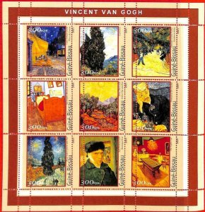A0880 - GUINEA-BISSAU - ERROR  MISSPERF SHEET - ART  : Vincent van Gogh 2001