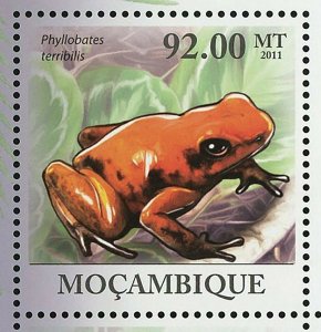 Poison-Dart Frogs Stamp Phyllobates Terribilis Dendrobates Leucomelas S/S MNH