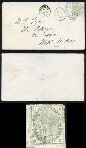 SG192 4d Lilac and Green (some toning) on Cover to TRINIDAD