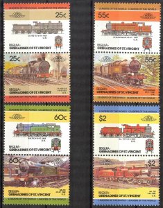 Bequia Grenadines of st Vincent 1985 Trains Locomotives (III) set of 8 MNH**