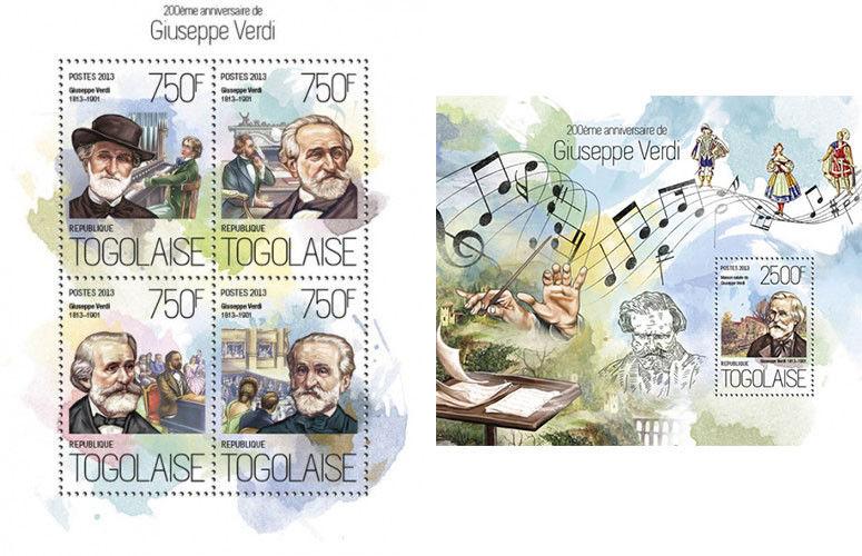 Giuseppe Verdi Classic Music Composers Komponisten Togo MNH stamp set