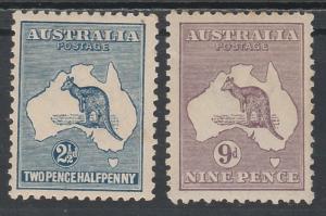 AUSTRALIA 1915 KANGAROO 21/2D AND 9D 3RD WMK