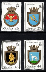 GIBRALTAR 1990 Royal Navy Ship Crests; Scott 574-77; MNH