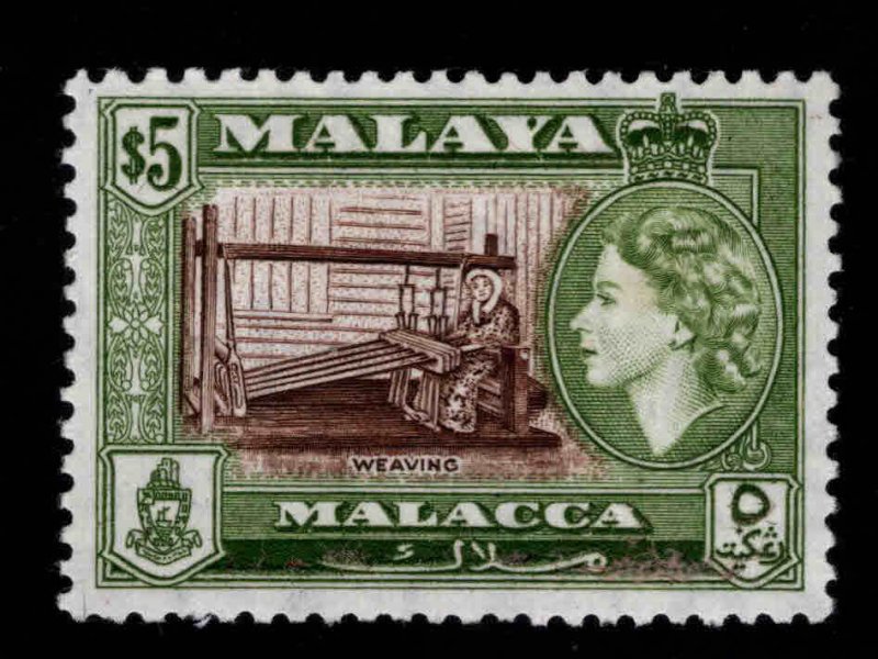 MALAYA- Malacca Scott 55 MH* QE2 $5 Weaving stamp