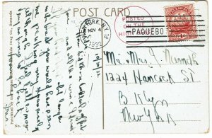 Bermuda 1932 Posted on the High Seas cancel in red on postcard to the U.S.