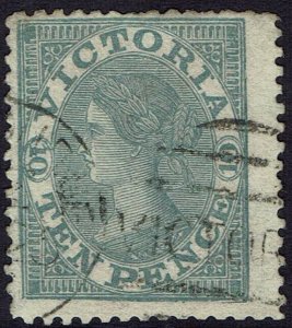 VICTORIA 1863 QV LAUREATE 10D GREY USED