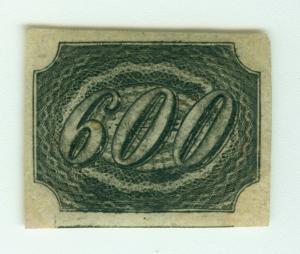 BRAZIL 1844  INCLINADOS  600reis black  Scott # 13 mint MH XF  RARE