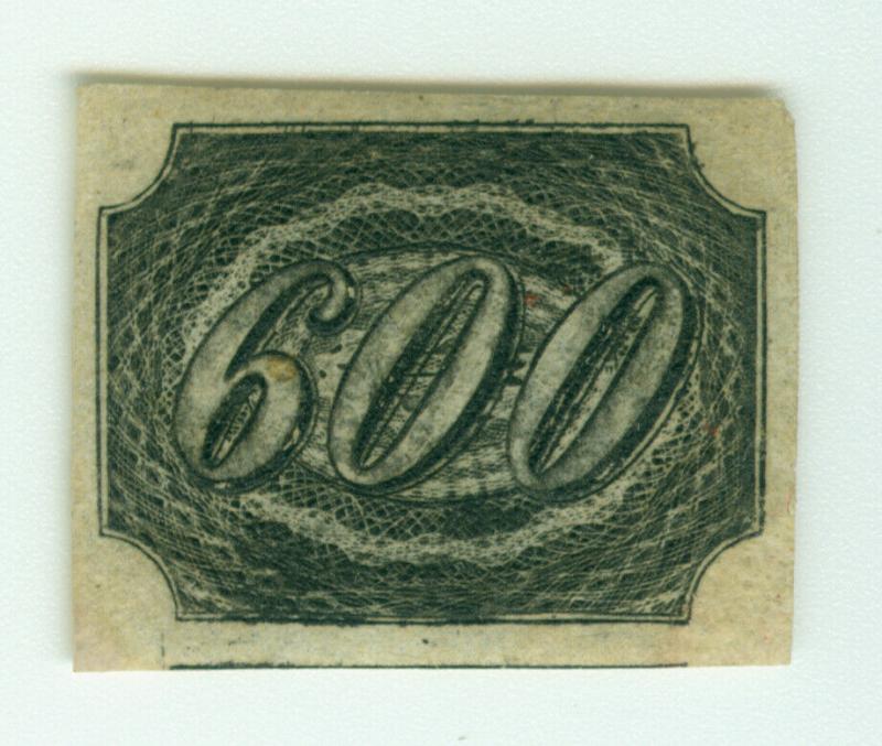 BRAZIL 1844  INCLINADOS  600reis black  Scott # 13 mint MH XF  RARE