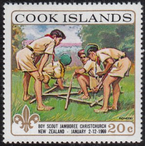 Cook Islands 1969 MH Sc #252 20c Scouts erecting a hut Jamboree