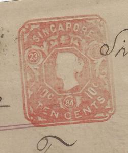 MALAYA STRAITS SETTLEMENTS (P1109B) QV EMBOSSED 10C ON 1884 PROIMISSORY NOTE