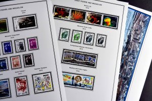 COLOR PRINTED ST. PIERRE AND MIQUELON 2011-2020 STAMP ALBUM PAGES (38 ill pages)