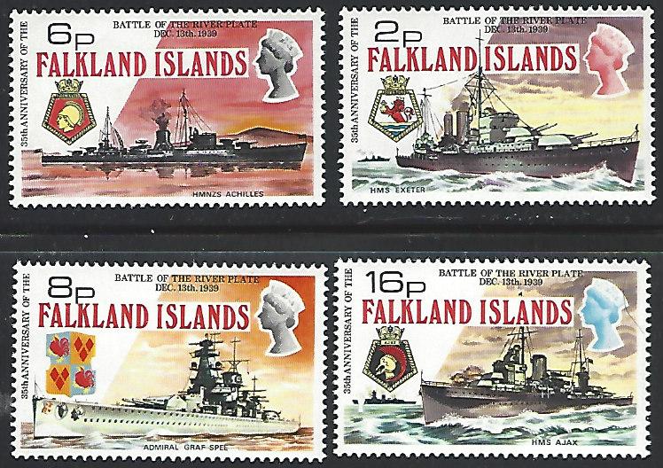 Falkland Islands #237-240 MNH Full Set of 4 Warships cv $23.75