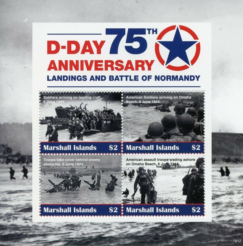 Marshall Islands 2019 MNH WWII WW2 D-Day 4v M/S Military World War II Stamps