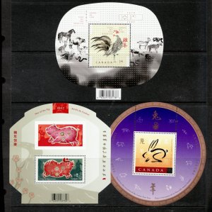 Wonderful Lot of 3 Chinese Lunar Year S/S - 1768i 2084a 2202  cv$10.50