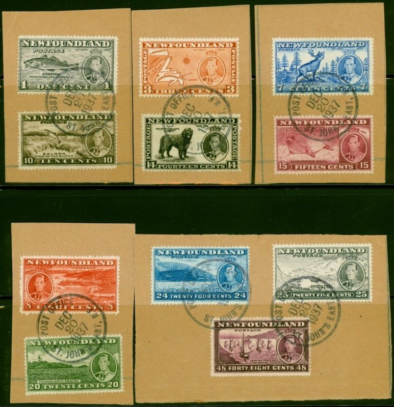 Newfoundland 1937 Coronation Set of 11 SG257-267 V.F.U on Pieces