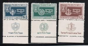 Israel #28 - #30 Very Fine Never Hinged Tab Set