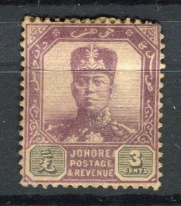 MALAYA; JOHORE 1904 early Sultan issue Mint hinged 3c. value